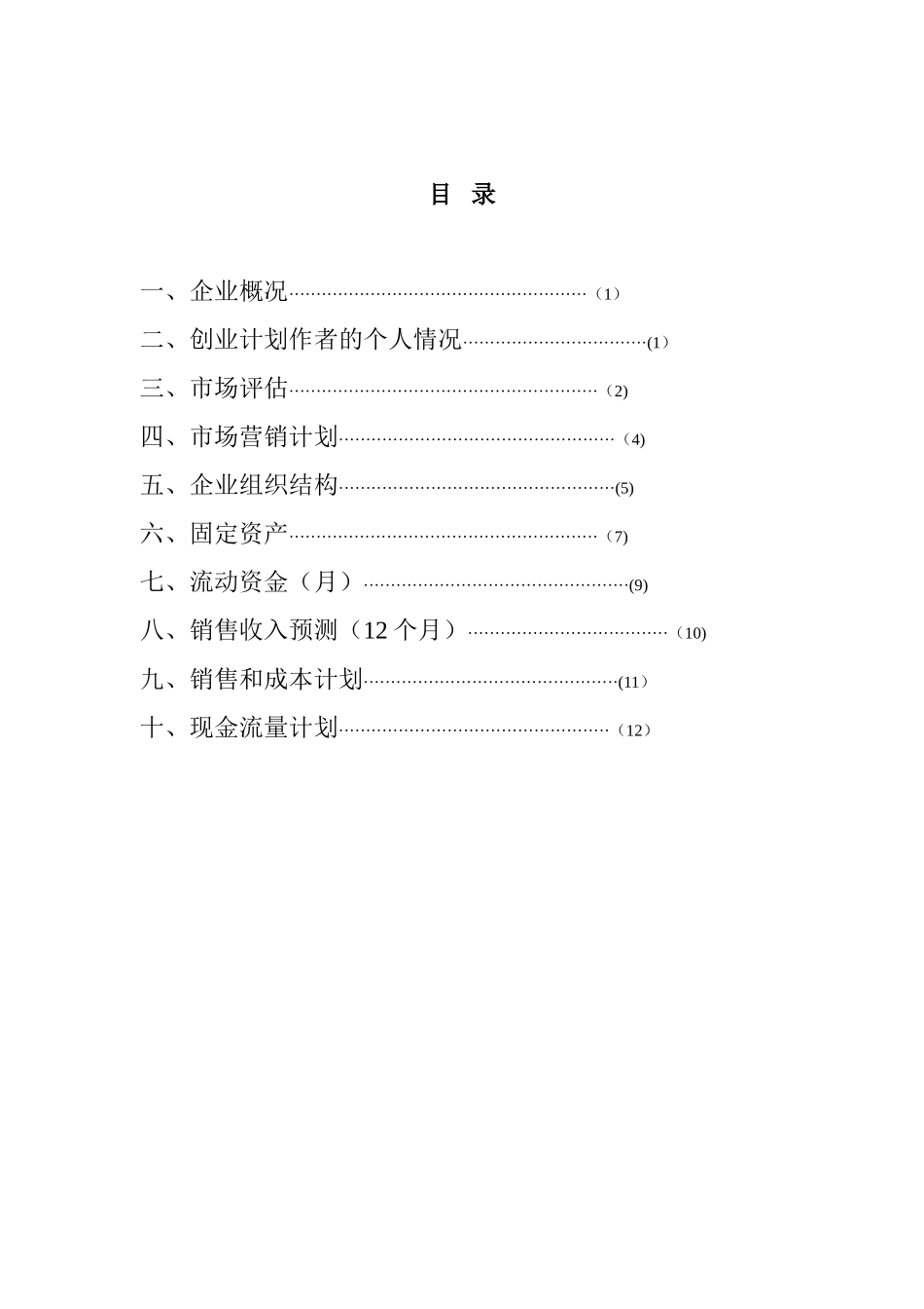 WPS创业计划书模板_第2页
