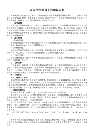 xxxx中学校园文化建设方案