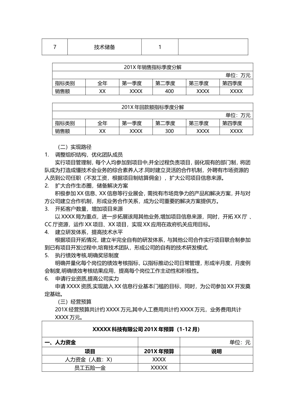 XXXX科技有限公司经营计划及总结_第3页
