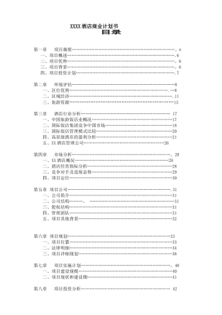 XXXX酒店商业计划书
