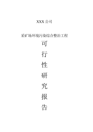 xxxx采矿场环境污染综合整治工程可行性研究报告