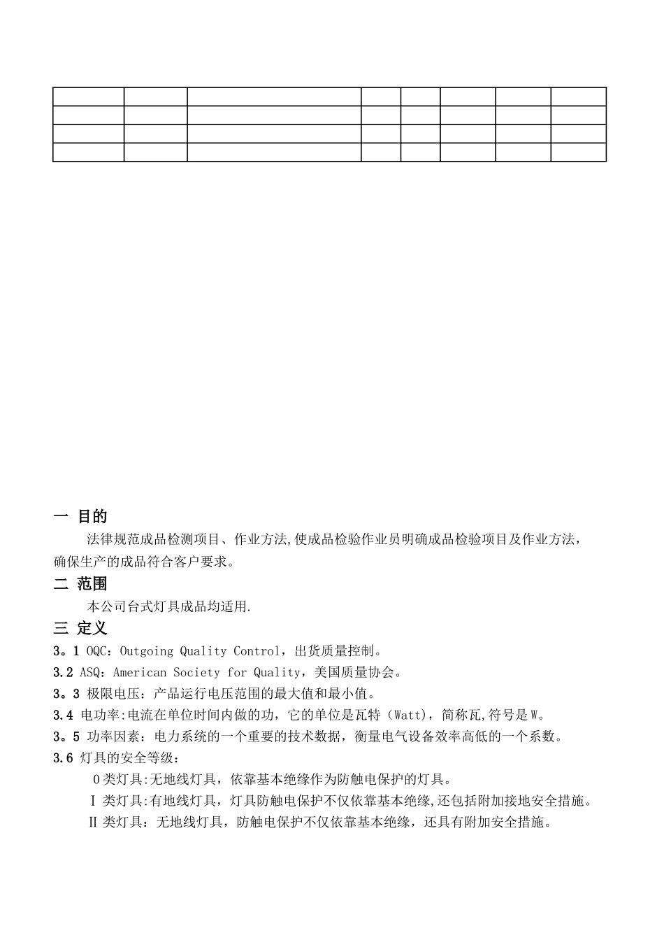 XXX公司LED灯具成品检测标准_第2页