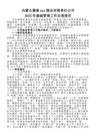 xxx公司基础管理工作自查报告