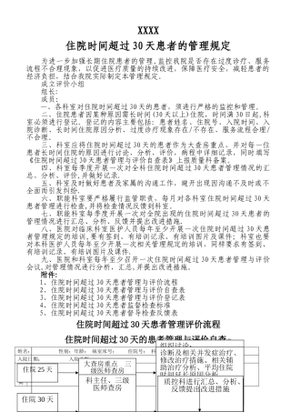 xxx医院住院时间超过30天的患者管理规定