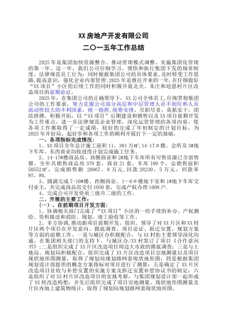 XXX房地产公司2025年工作总结