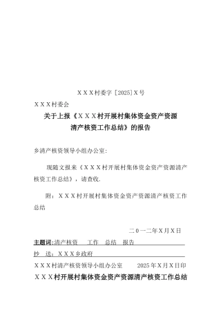 XXX村集体“三资”清产核资工作总结