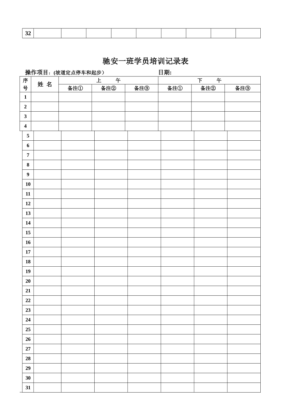 xxx驾校学员培训记录表_第3页