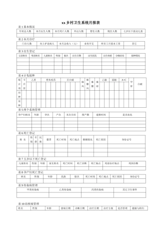 xx乡------村卫生系统----月报表1