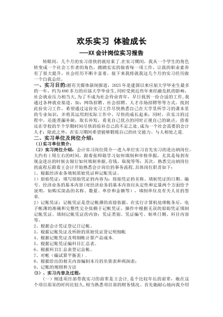 XX会计岗位实习报告2000字97615