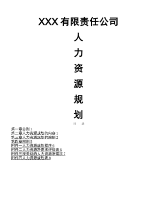 xx公司人力资源规划方案