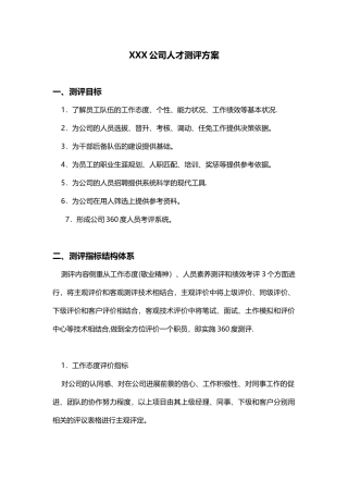 XX公司人才测评方案