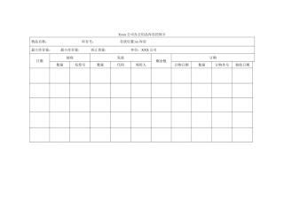 xx公司办公用品库存控制卡表格模版