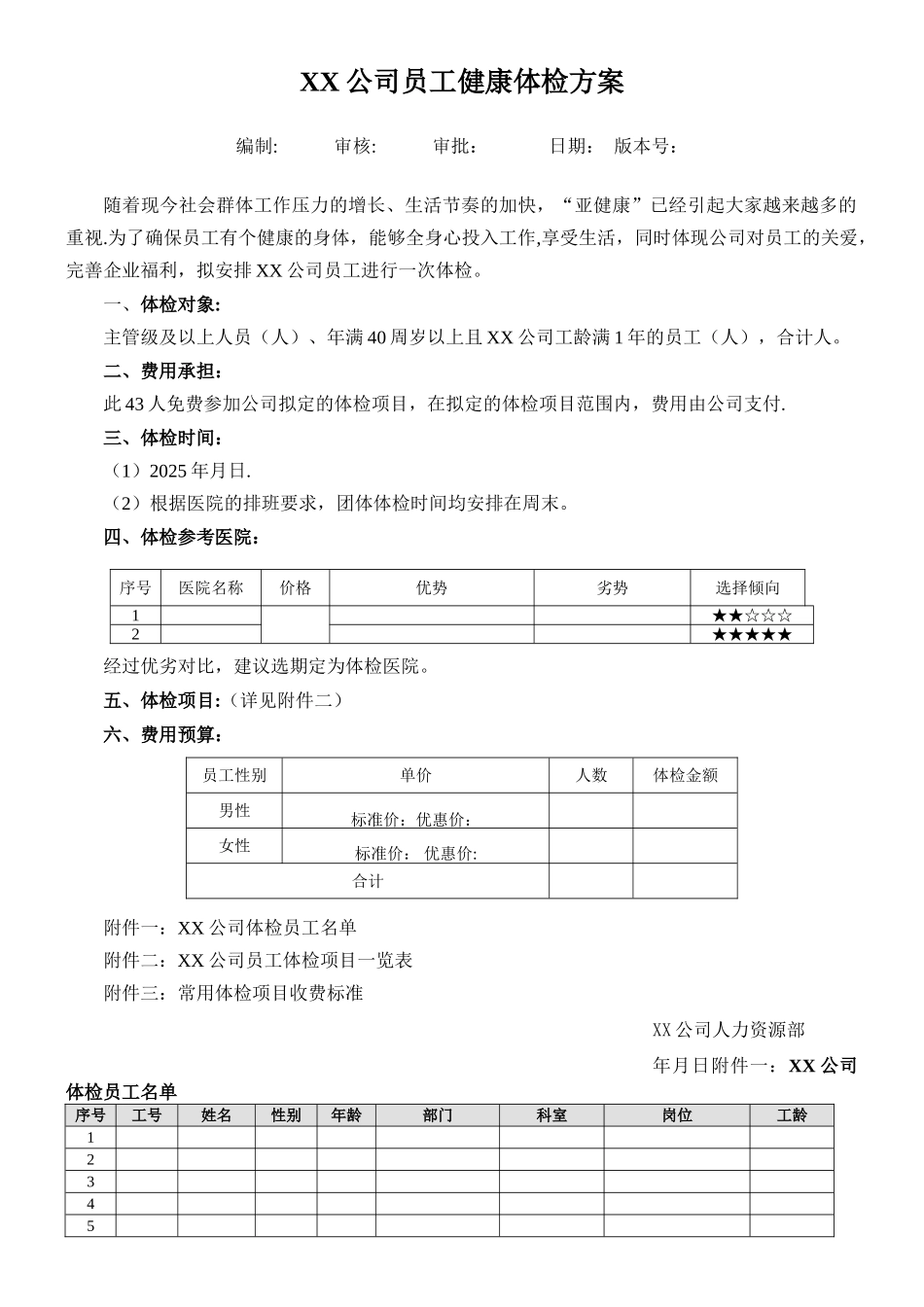 XX公司员工健康体检方案_第1页