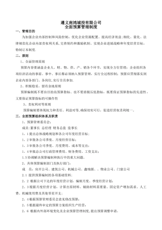 XX公司财务预算管理制度