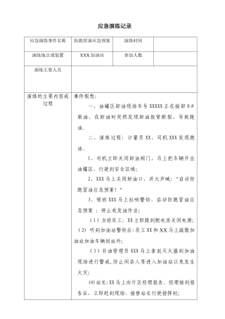 XX加油站应急预案演练记录
