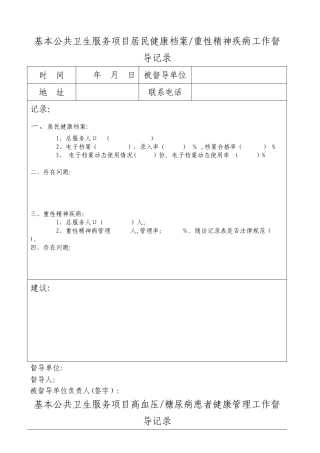 xx卫生院对卫生室督导记录表