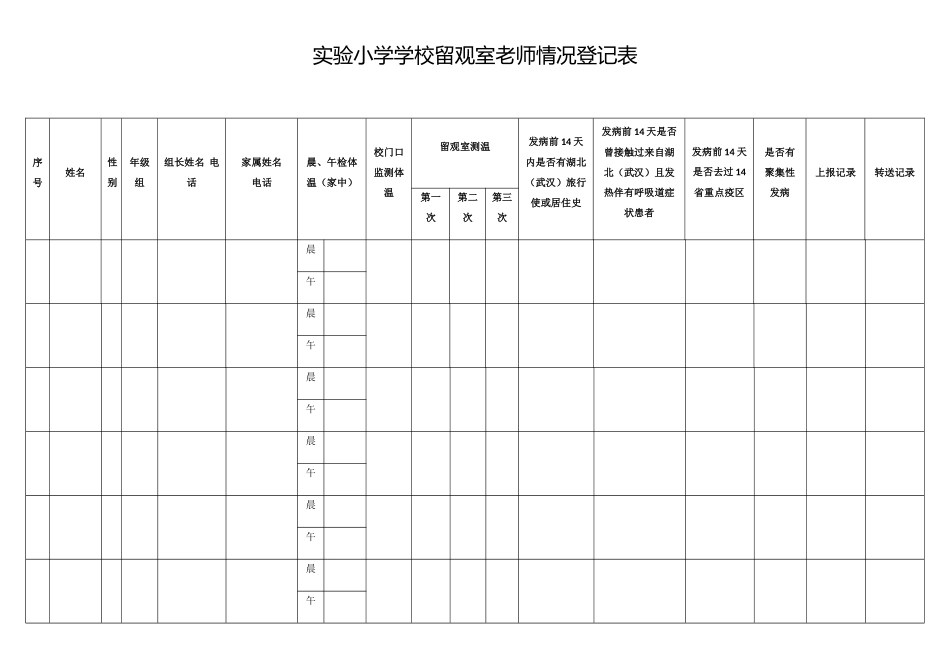XX学校留观室教师、学生情况登记表_第2页