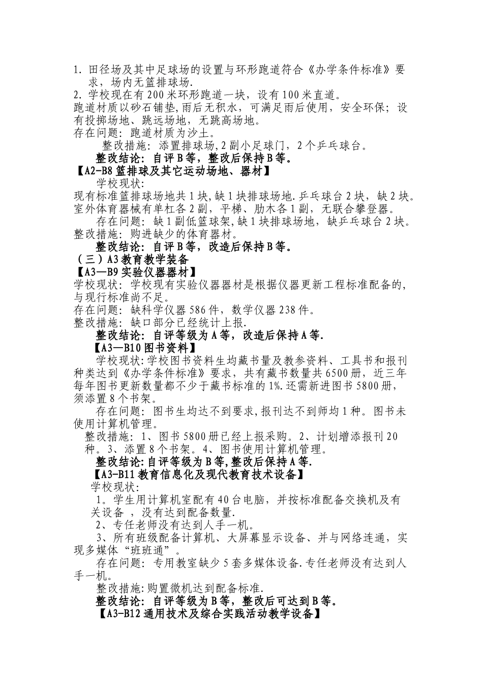 xx小学办学条件标准化建设情况自查及整改方案_第3页