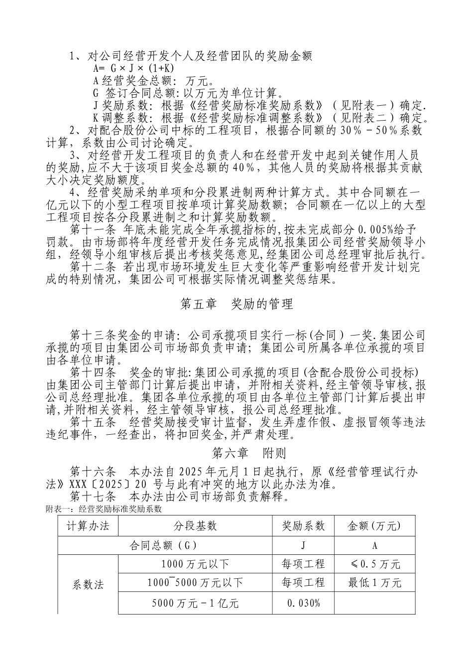 XX局有限公司经营奖励管理办法2025.1.25_第2页