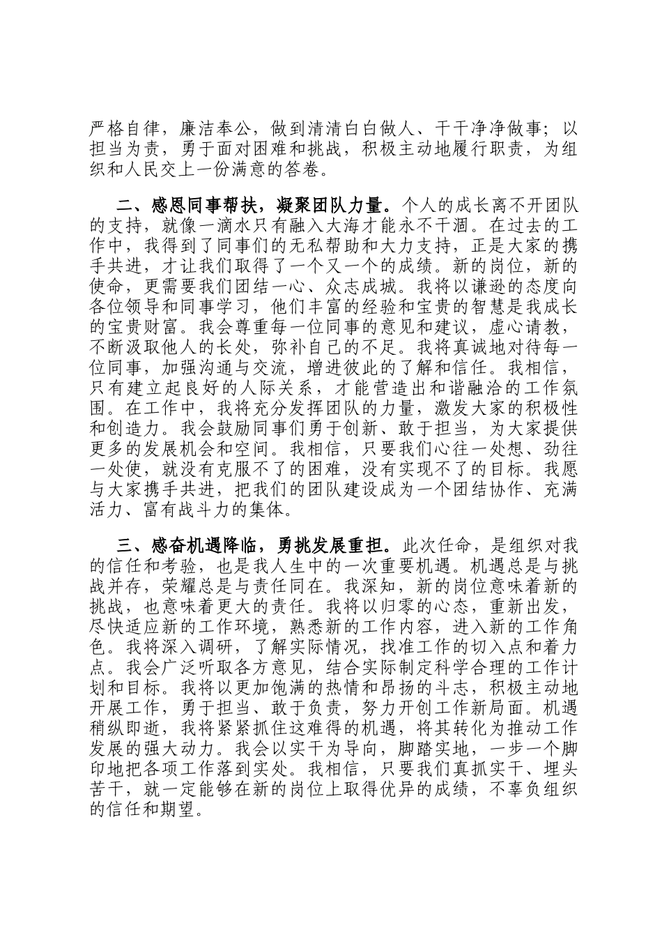 2025年新提拔干部在干部大会上的表态发言_第2页