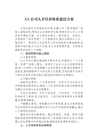 XX公司人才培养体系建设方案