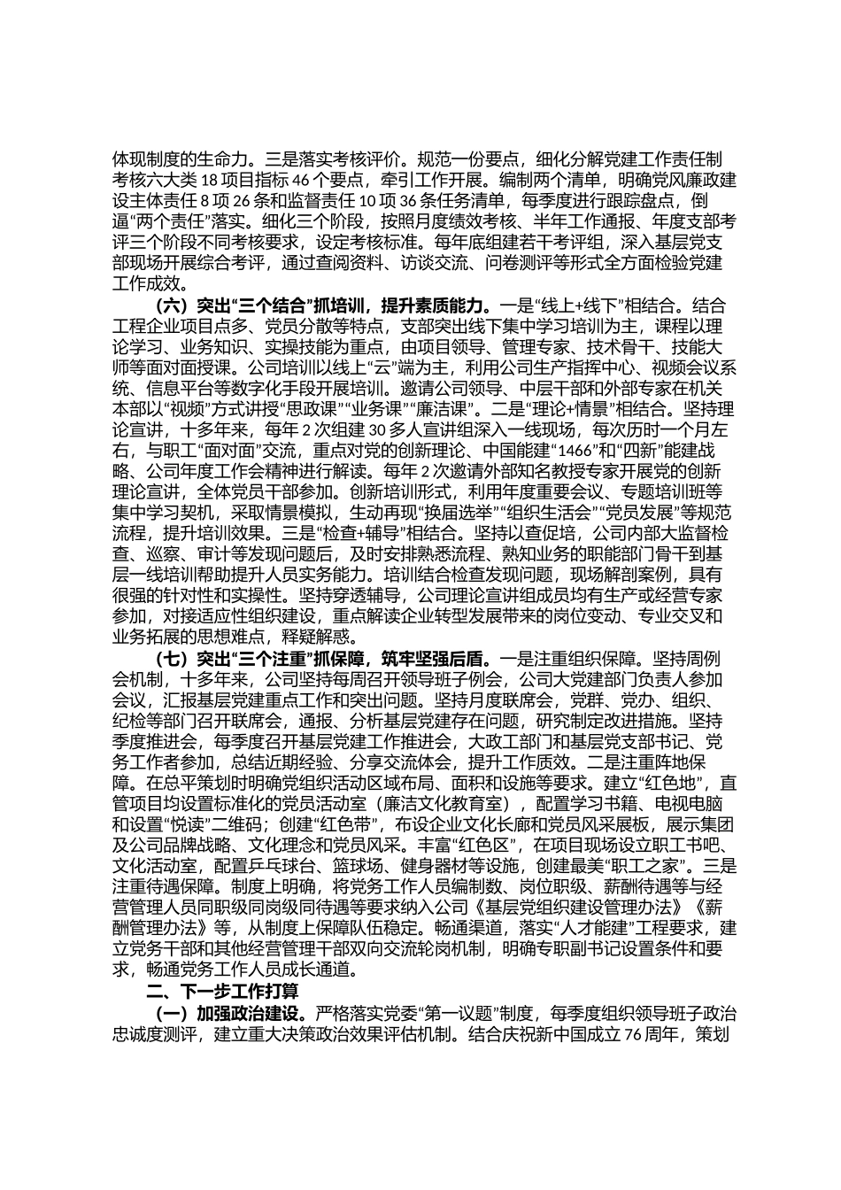 国有企业党委2025年前三季度党建工作总结_第3页