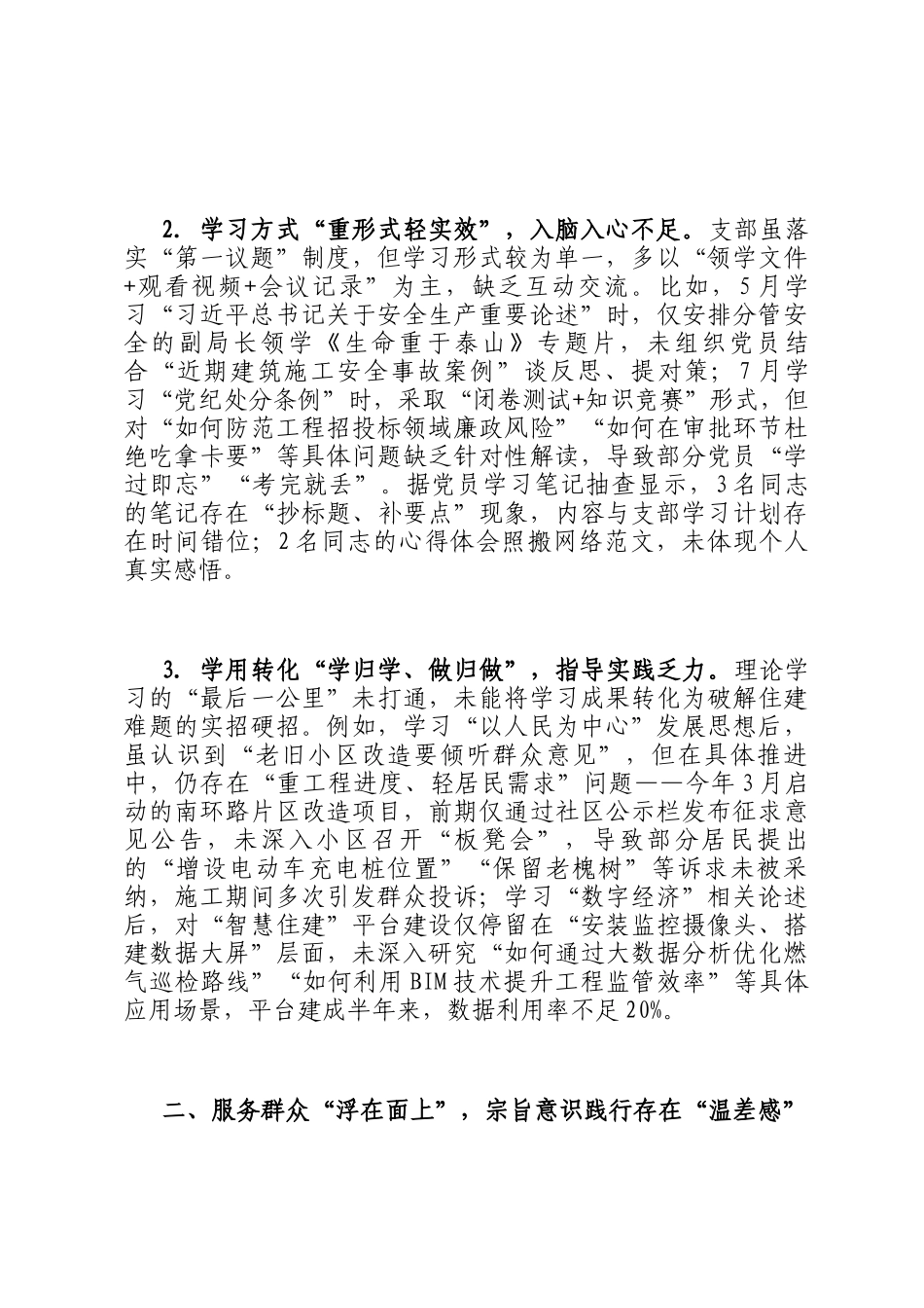 县住房和城乡建设局2025年党支部问题查摆清单_第2页