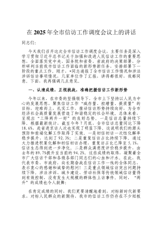 在2025年全市信访工作调度会议上的讲话