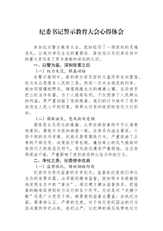 纪委书记警示教育大会心得体会