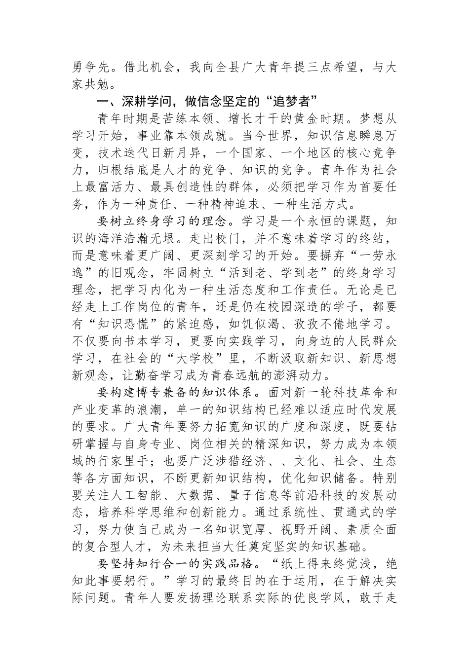 在2025年全县优秀青年代表座谈会上的讲话_第2页