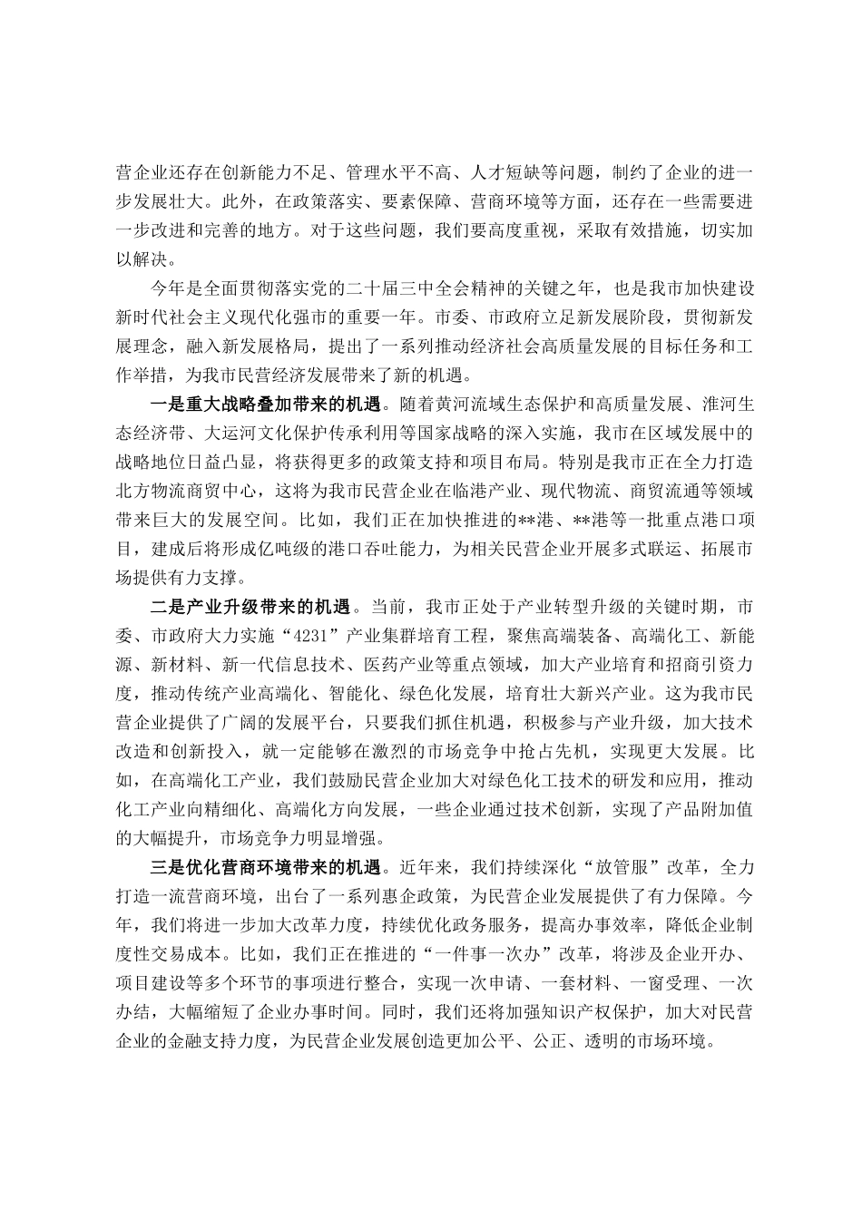 市长在全市民营企业家座谈会上的讲话_第2页