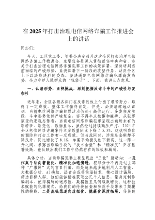 在2025年打击治理电信网络诈骗工作推进会上的讲话