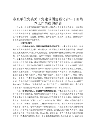 市直单位党委关于党建带团建强化青年干部培养工作情况的报告