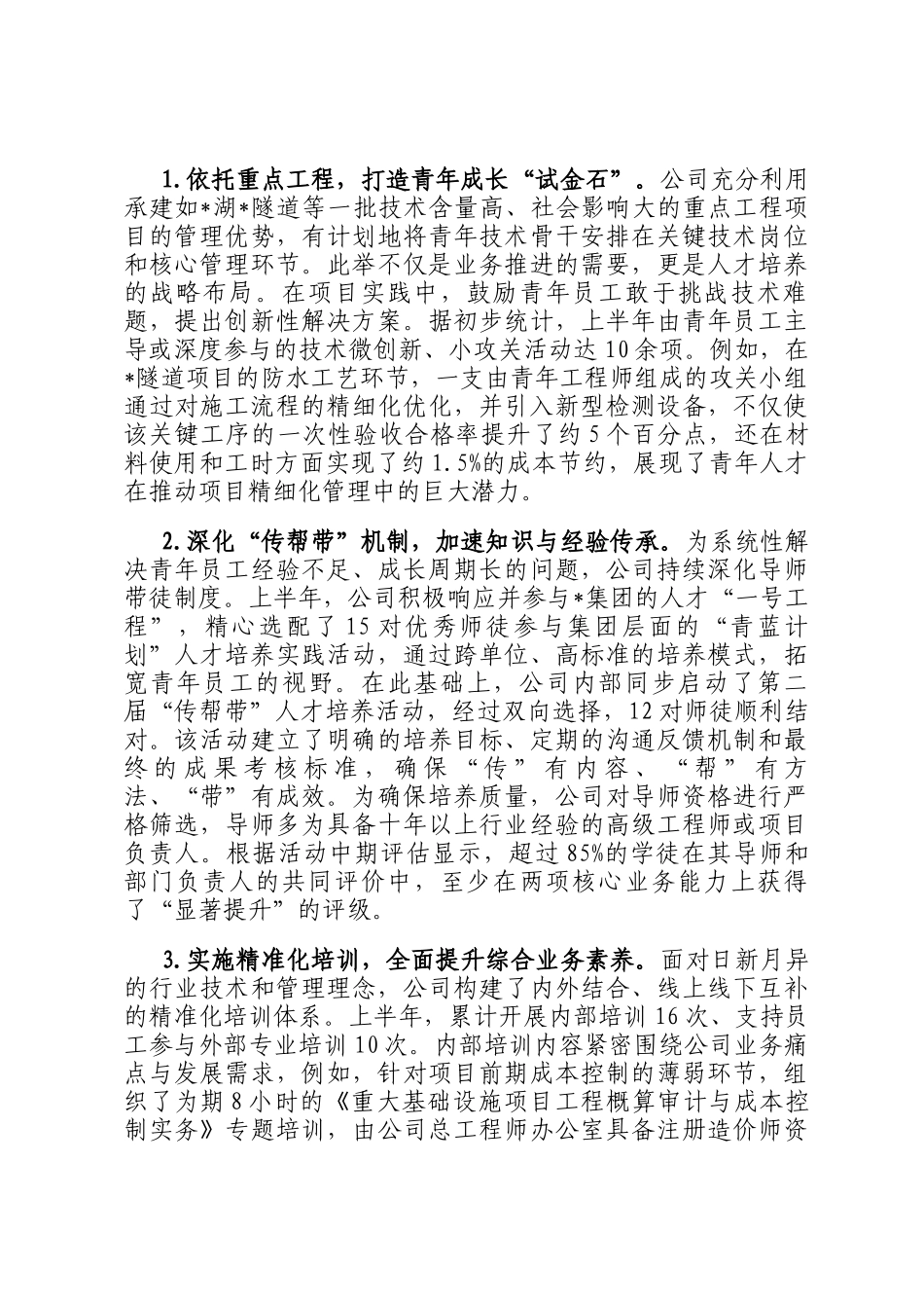 公司2025年上半年青年人才队伍建设工作总结报告_第2页