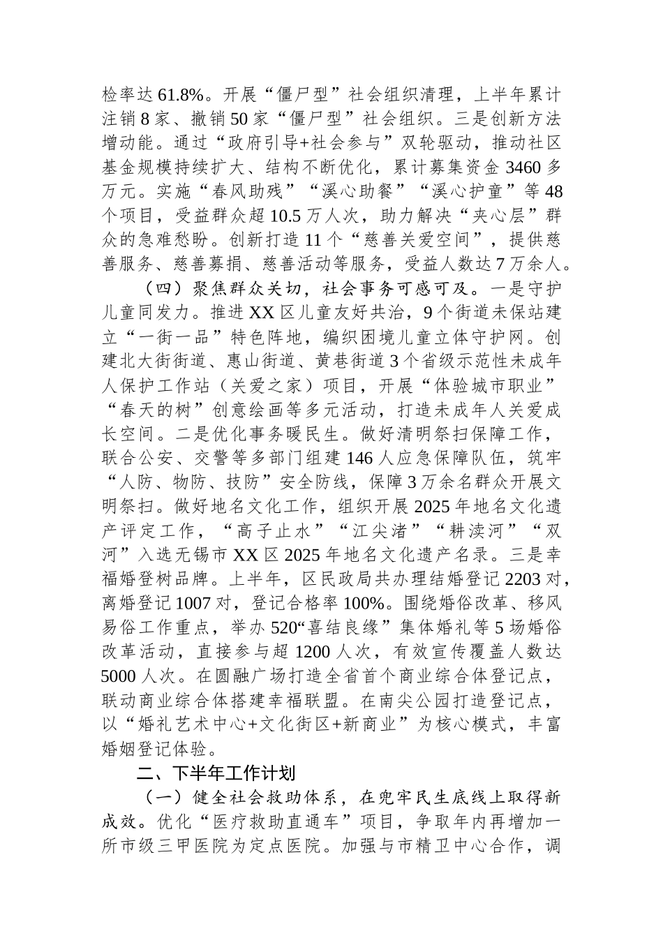 区民政局2025年半年度工作总结及下半年工作打算_第3页