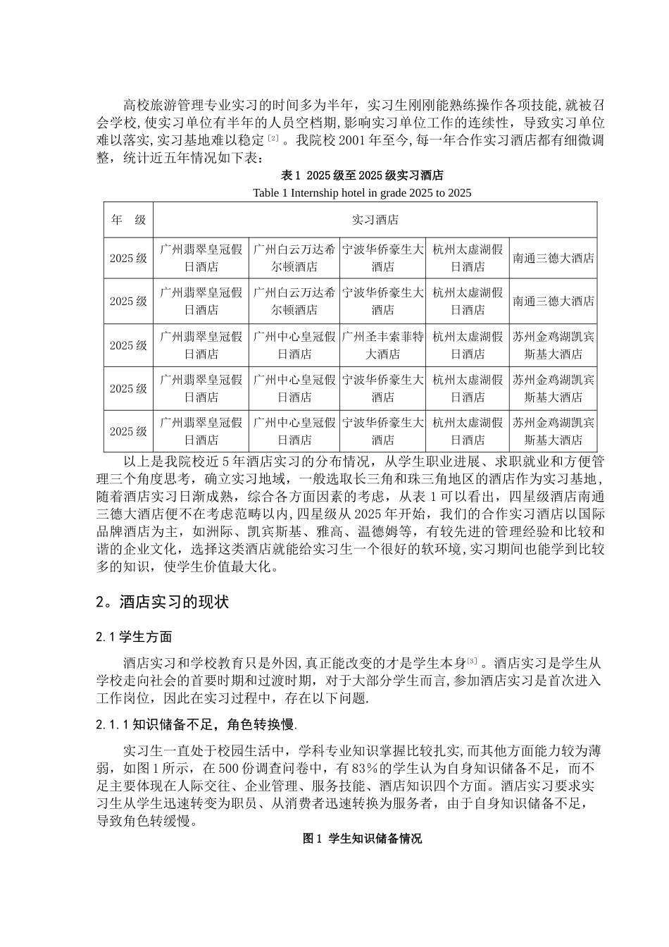 XX师范学院旅游管理专业酒店实习目标定位研究_第2页