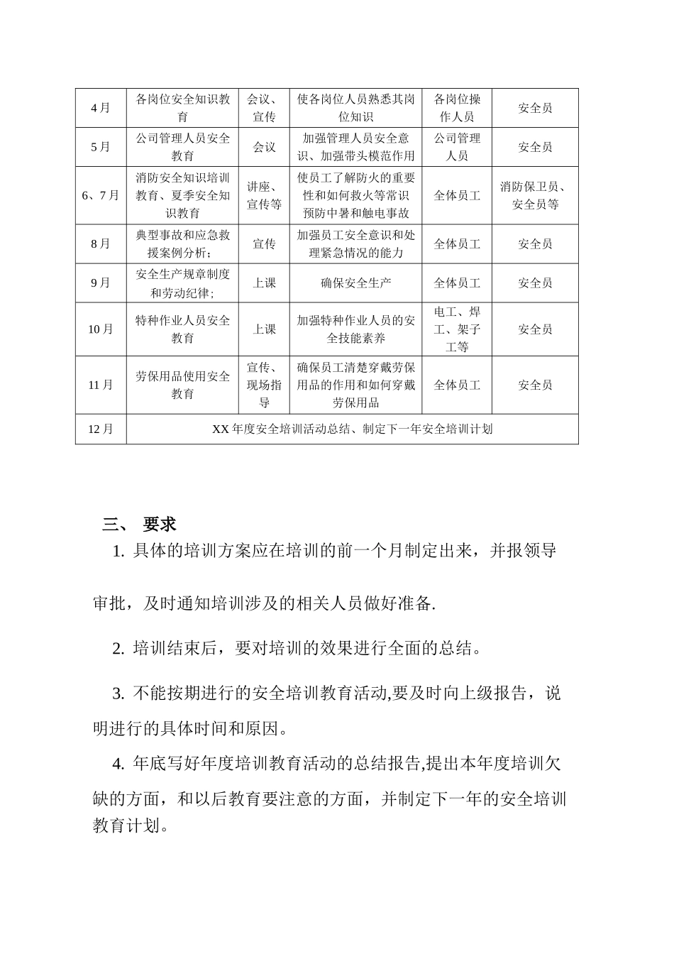 XX年度安全培训计划_第3页