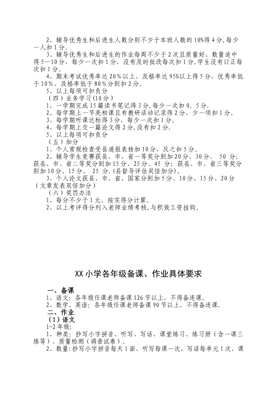 XX心小学教学常规考评细则、教育教学常规检查表_第3页