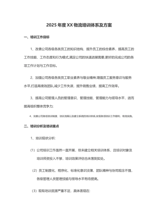 XX物流培训体系及方案29602