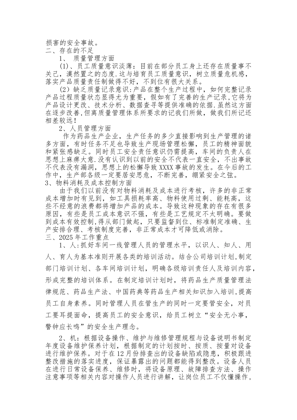 XX药业生产部2025年终工作总结_第2页