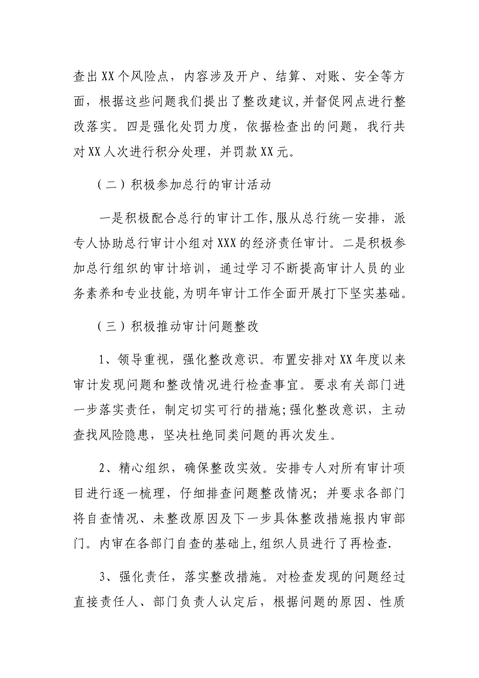 XX银行审计工作总结_第2页