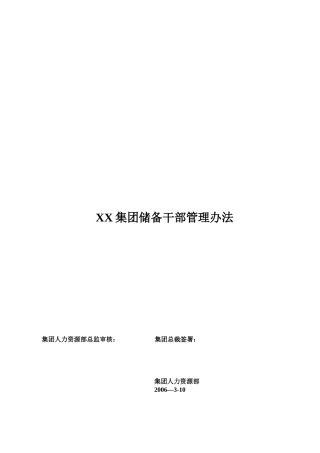XX集团储备干部管理办法