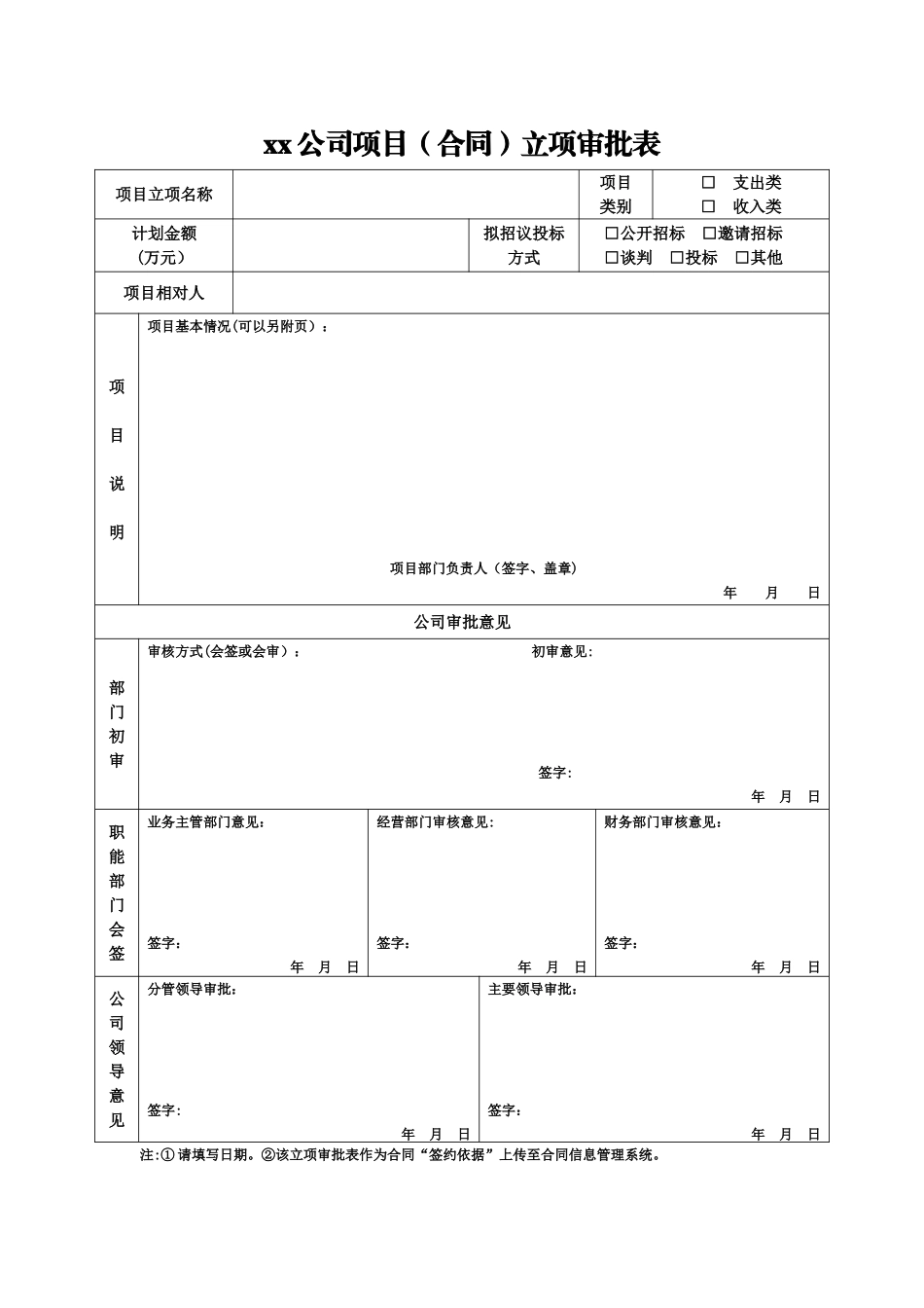xx项目立项审批表_第1页