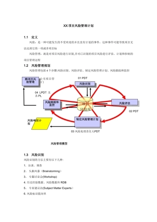 XX项目风险管理计划