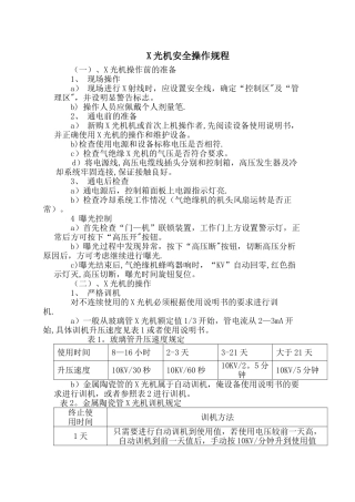 X光机安全操作规程