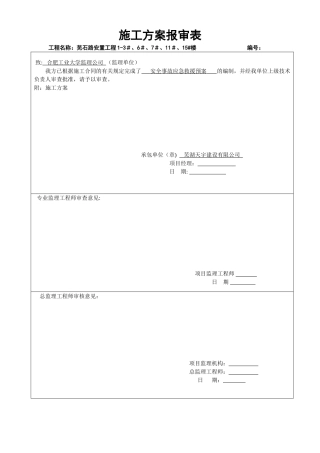 X安全事故应急救援预案施工方案报审表