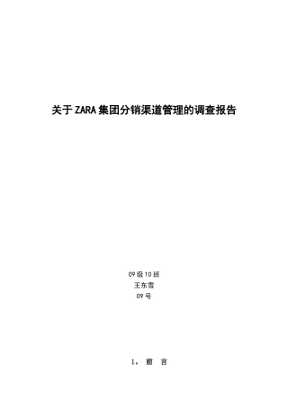 ZARA分销渠道整合分析