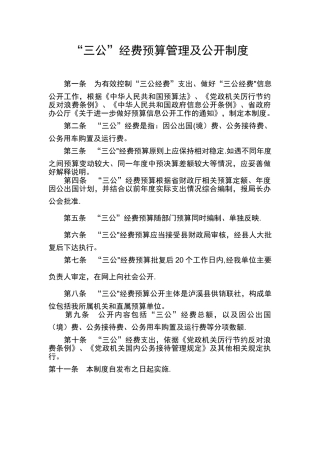 “三公”经费预算管理及公开制度