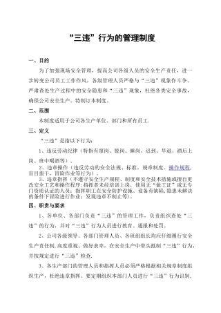 “三违”行为的管理制度