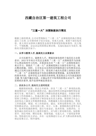 “三重一大”决策制度执行情况